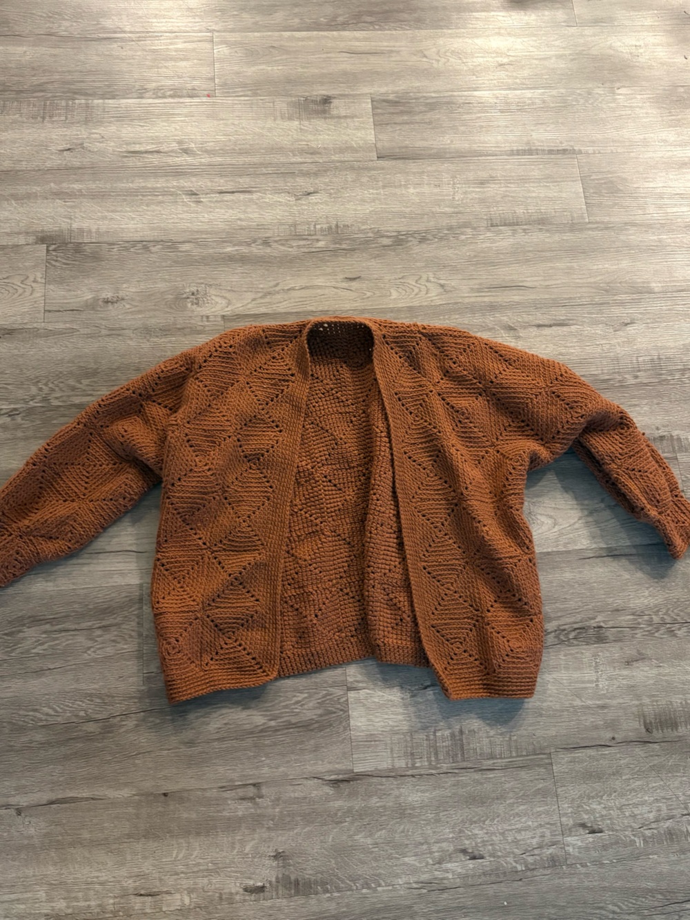 Cozy Open-Front Chunky Knit Sweater Cardigan - Rust Brown